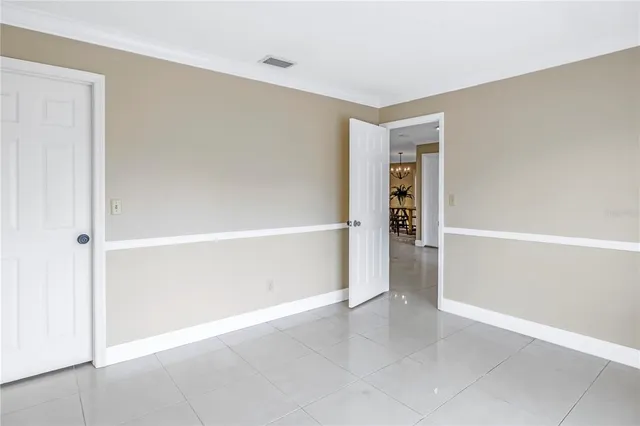 an empty room with closet