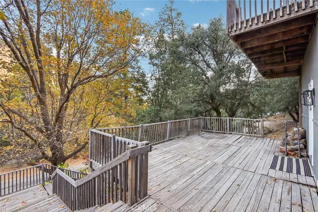 a view of a wooden deck