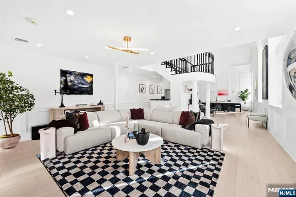 a living room with furniture