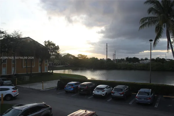 a view of a lake from a terrace