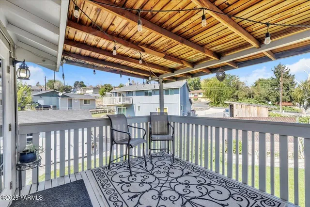 a view of a garden with a slide