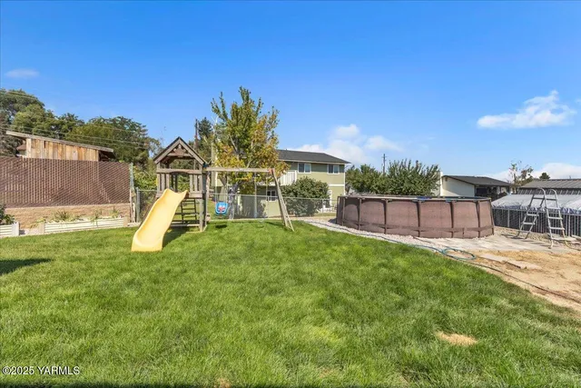 a porch area with glass door and outdoor seating