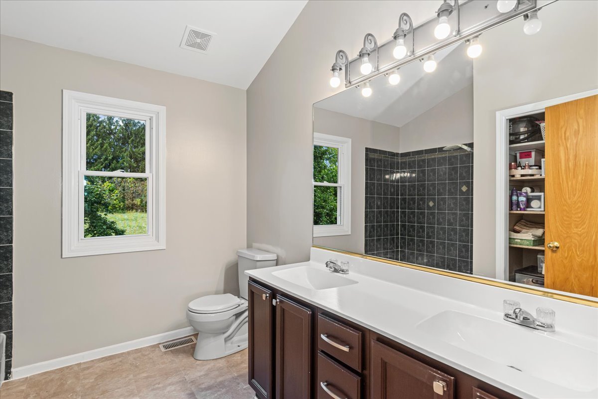 11111 Huron Drive Spring Grove, IL 60081 - Photo 10 of 20 a bathroom with a sink a large mirror and a toilet