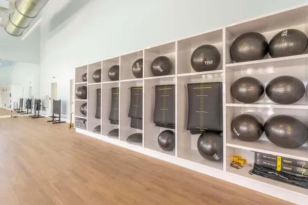 a view of a room with gym equipment