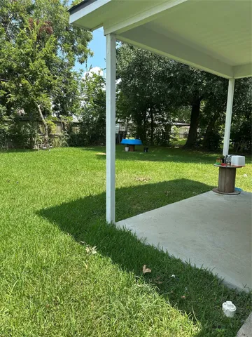 a view of a garden with a slide