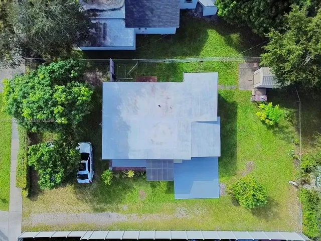 an aerial view of a house