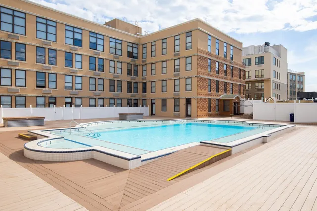 a view of a building with many windows