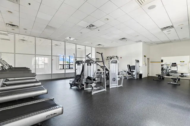 a view of a room with gym equipment