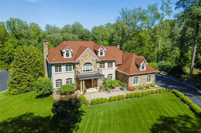 a aerial view of a house with a garden