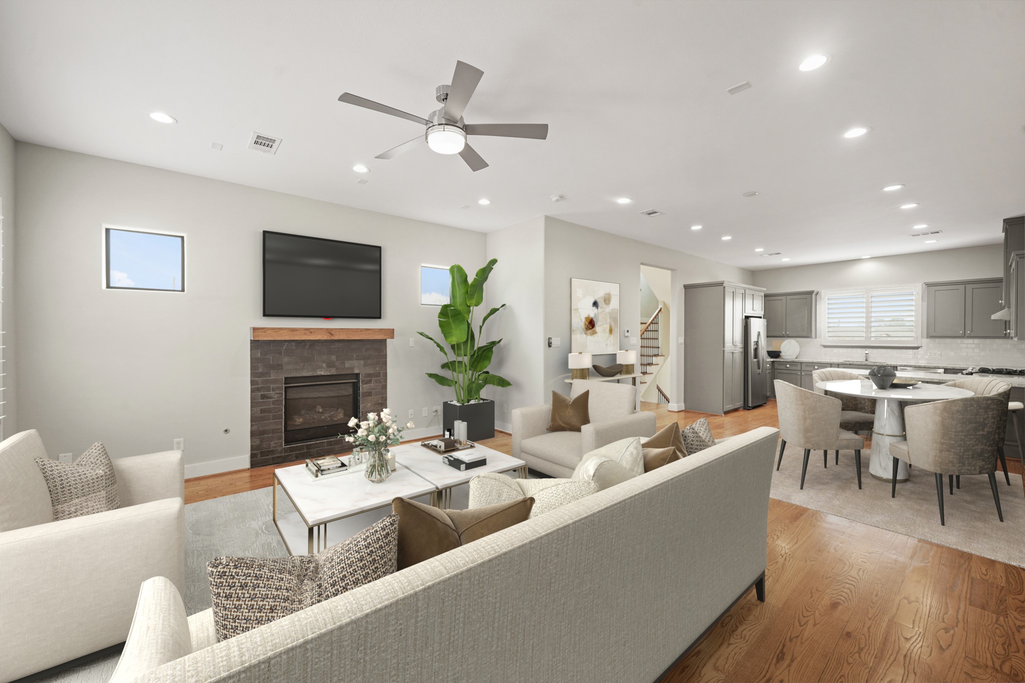 2547 Calumet Street Houston, TX 77004 - Photo 14 of 28 a living room with fireplace furniture and a wooden floor