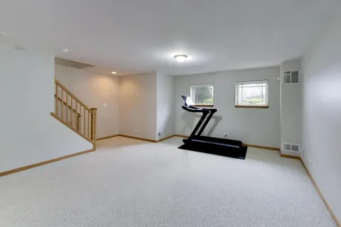a view of a room with gym equipment