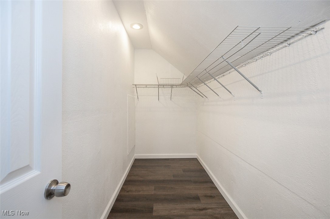 12328 Granger Road Cleveland, OH 44125 - Photo 24 of 37 Walk in closet with vaulted ceiling and dark wood finished floors