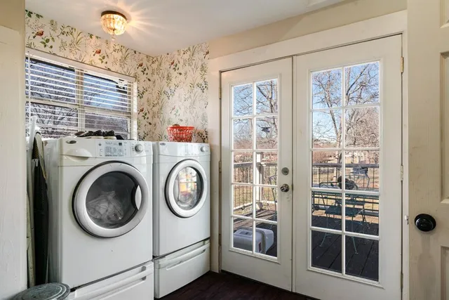 a utility room with dryer and washer