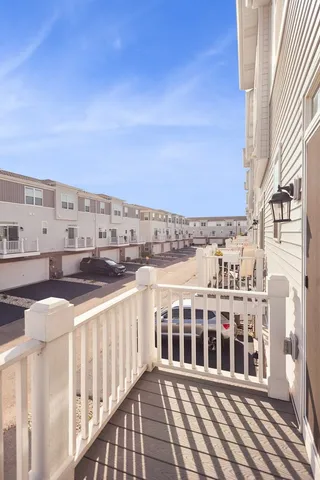 a view of a building from a balcony