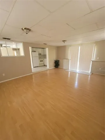 an empty room with windows