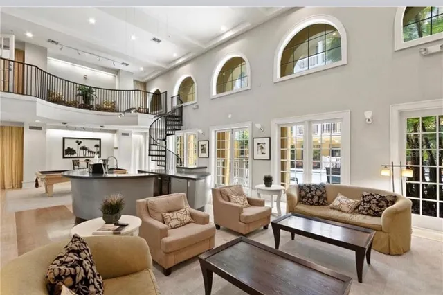 a view of a room with racks on the wall