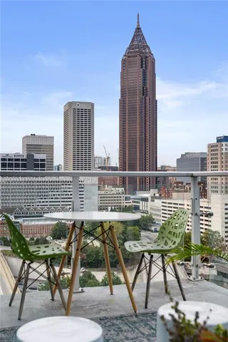 a view of a city with tall buildings