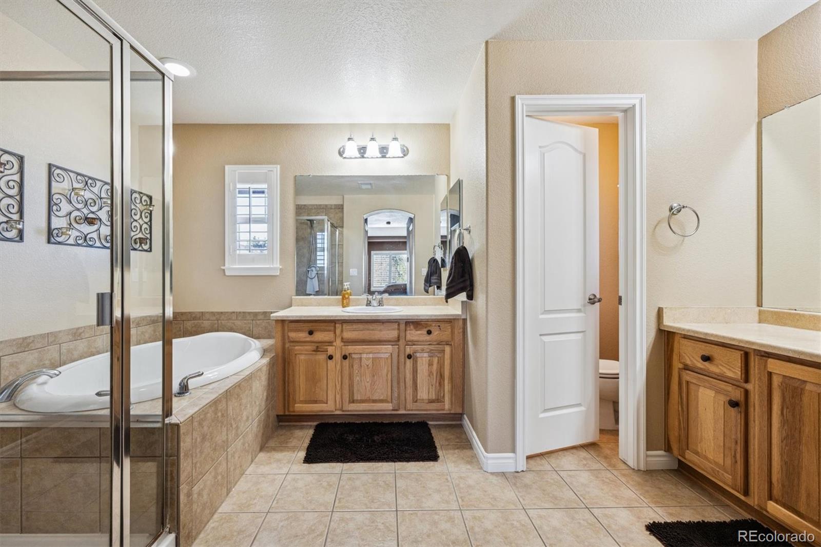10822 Glengate Circle Highlands Ranch, CO 80130 - Photo 20 of 47 a spacious bathroom with a tub sink and mirror