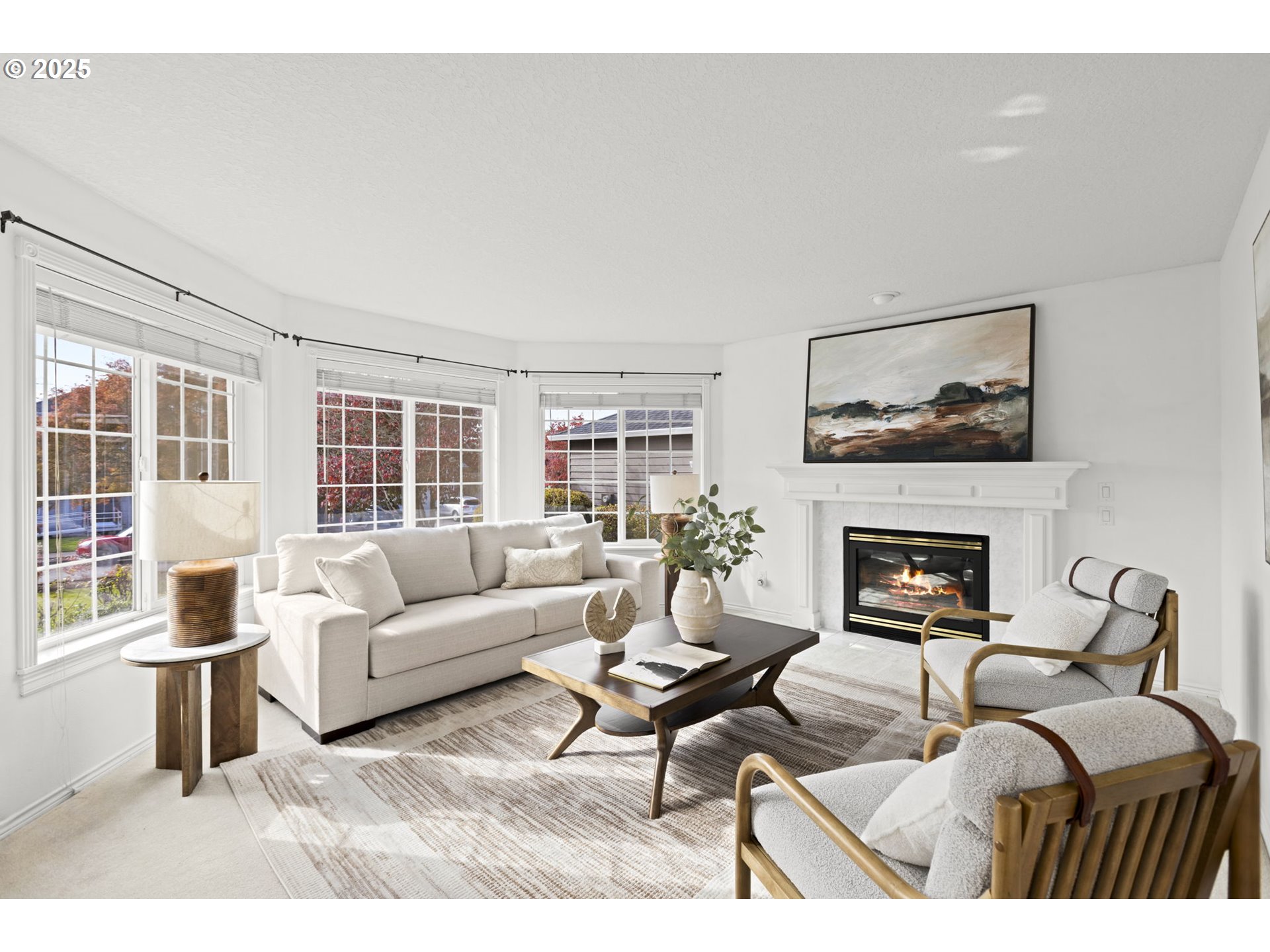 22271 Northeast Lachenview Lane Fairview, OR 97024 - Photo 5 of 40 a living room with furniture and a fireplace