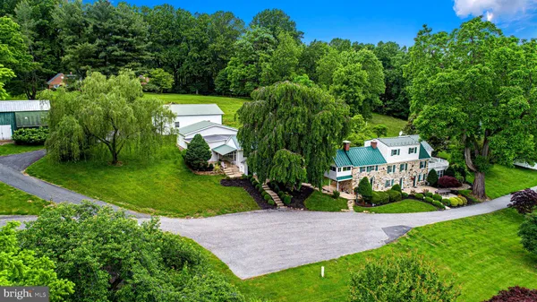 an aerial view of a house