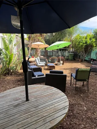 a outdoor view with a sitting space