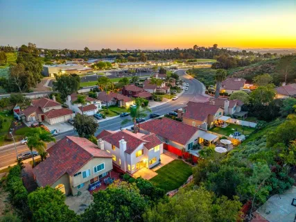 an aerial view of residential house with outdoor space