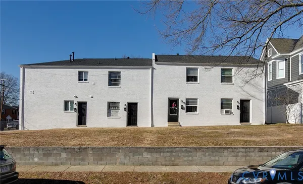 a front view of a house with windows