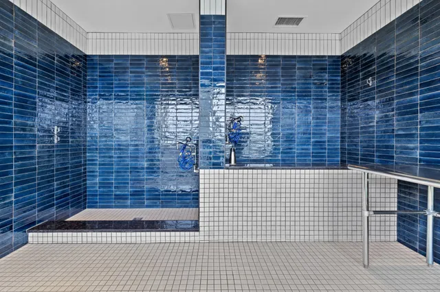 a city view with tall buildings