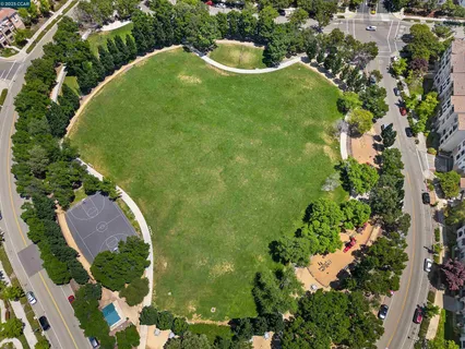 an outdoor space with seating