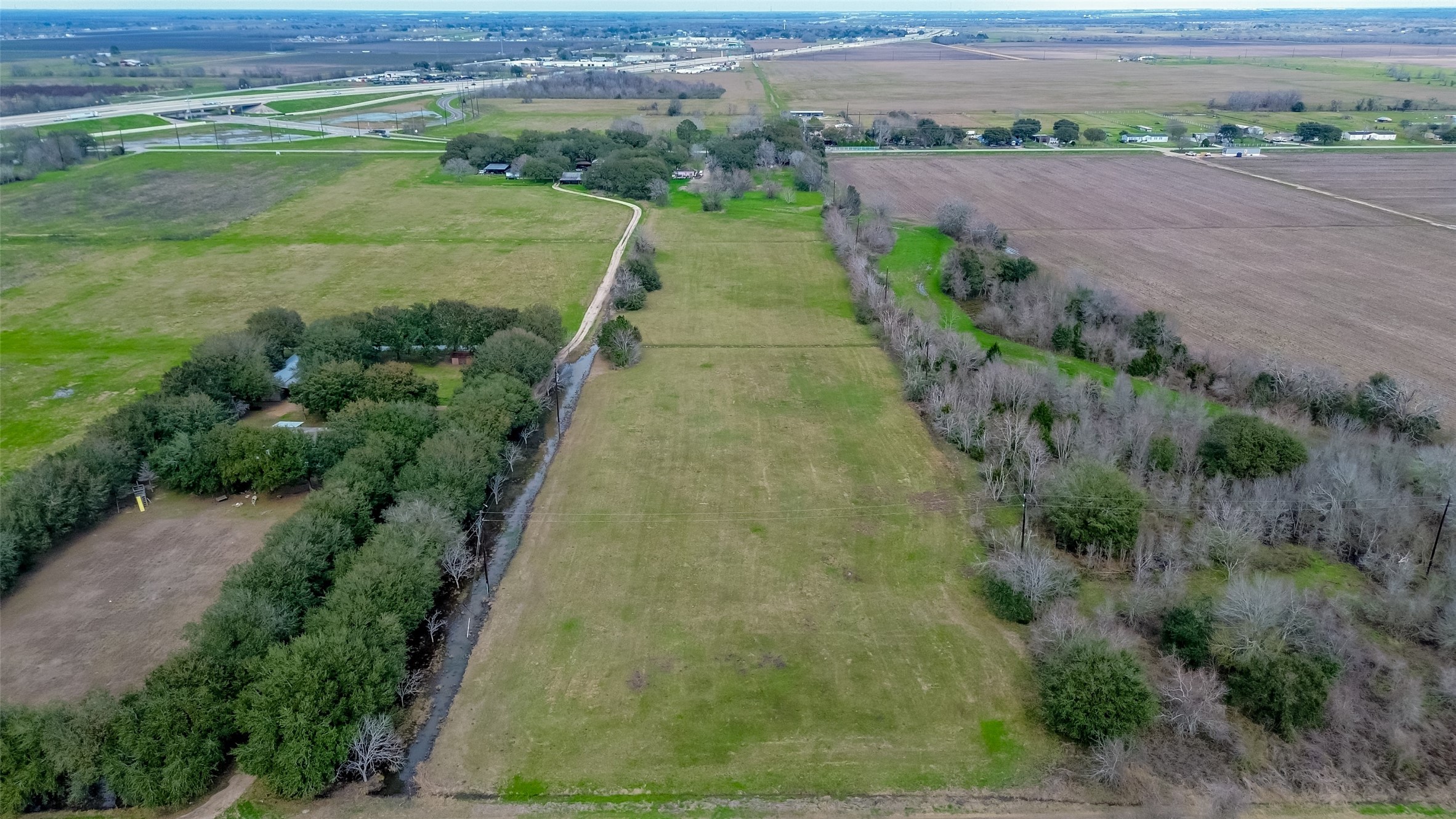 an aerial view of a garden