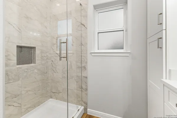 a bathroom with a shower