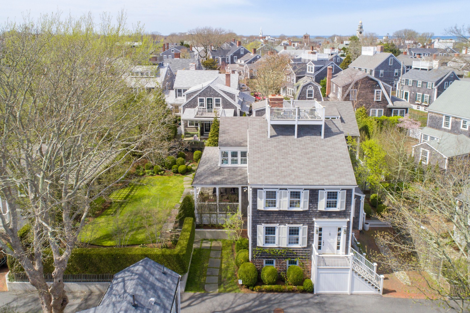 1 Twin Street Nantucket, MA 02554 - Photo 4 of 32 an aerial view of a house with a yard