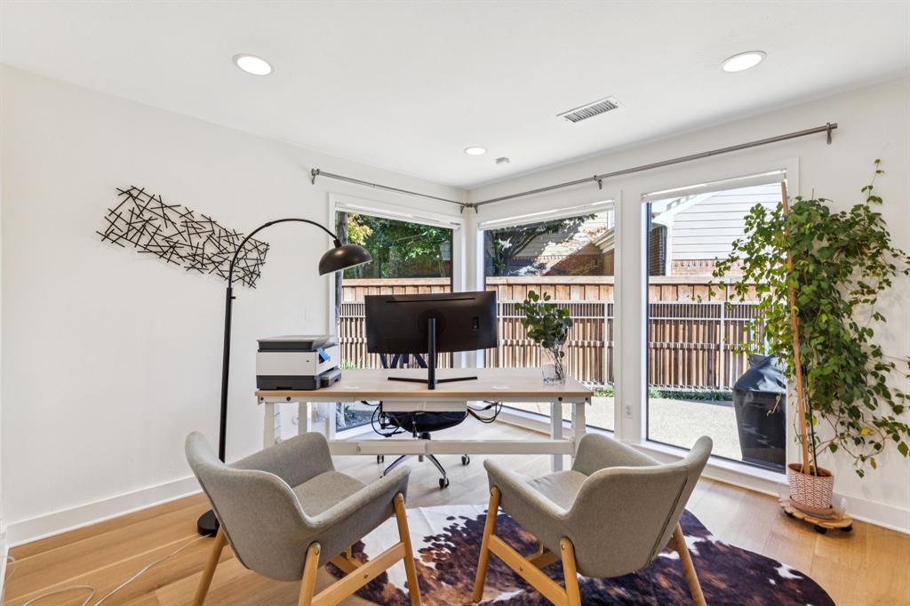 9616 Viewside Drive Dallas, TX 75231 - Photo 15 of 38 Home office with light wood-style floors and recessed lighting