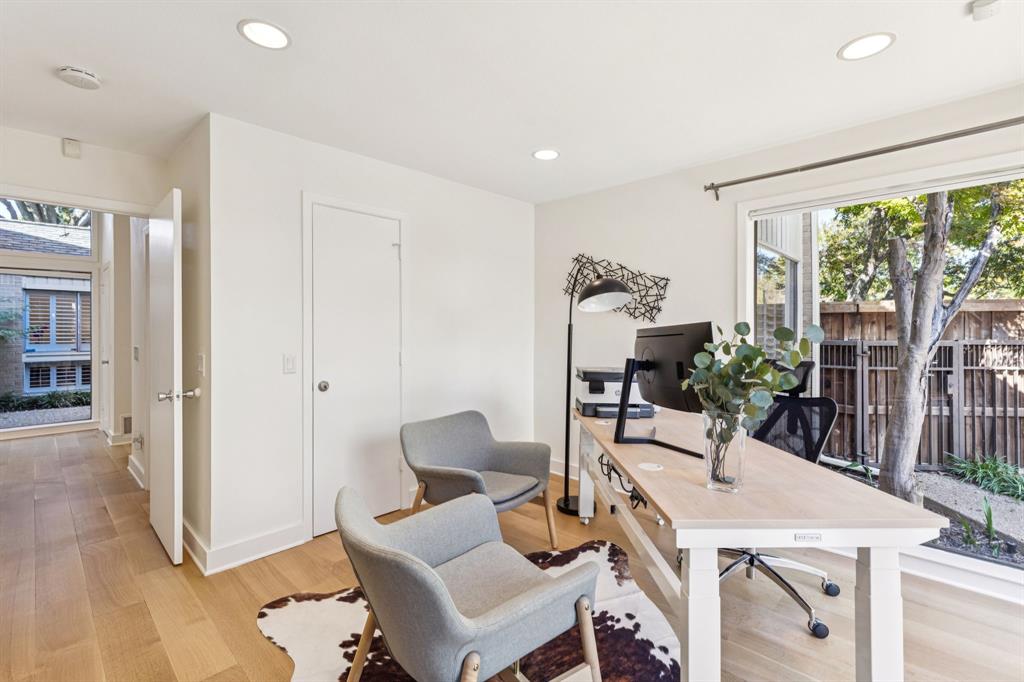 9616 Viewside Drive Dallas, TX 75231 - Photo 16 of 38 Office with plenty of natural light, light wood-style flooring, and recessed lighting