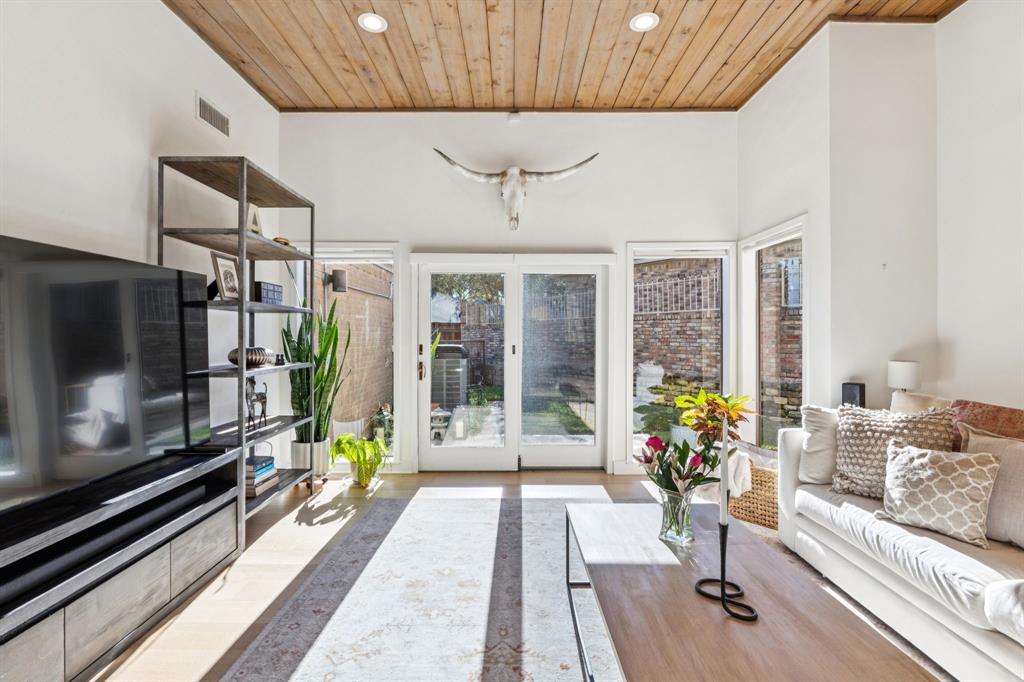 9616 Viewside Drive Dallas, TX 75231 - Photo 27 of 38 Living room with wooden ceiling and recessed lighting