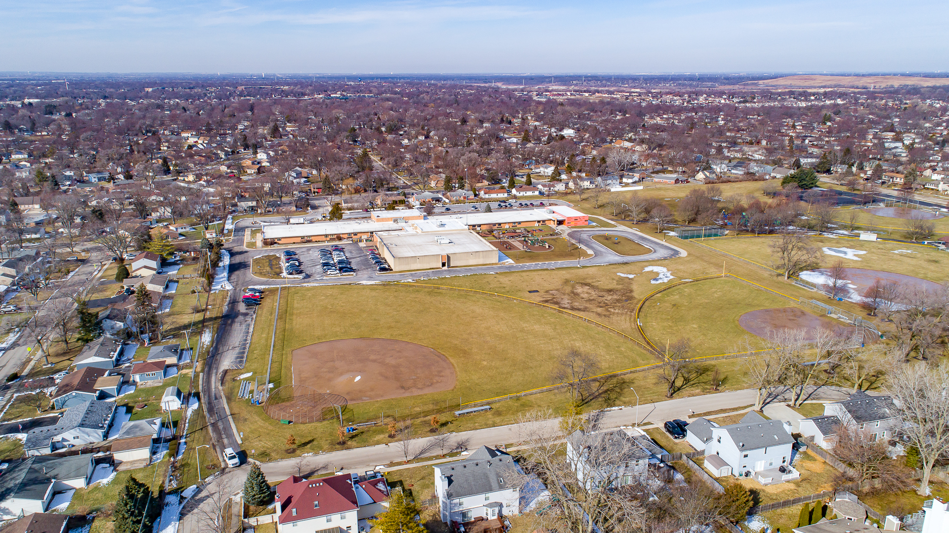181 Queenswood Road Bolingbrook, IL 60440 - Photo 40 of 46 an aerial view of residential houses with city view