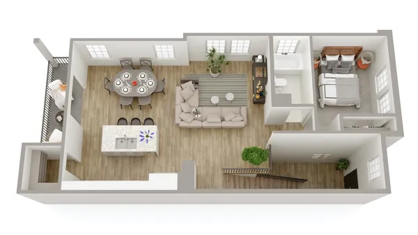 a room with furniture and wooden floor