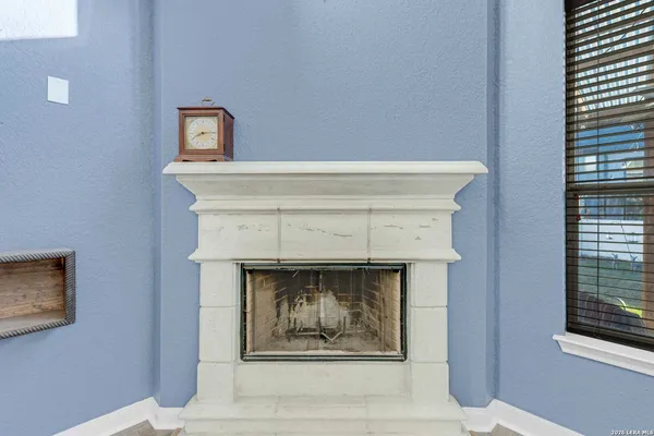 a close view of a fireplace