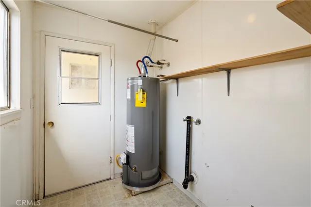 a view of a mirror and door