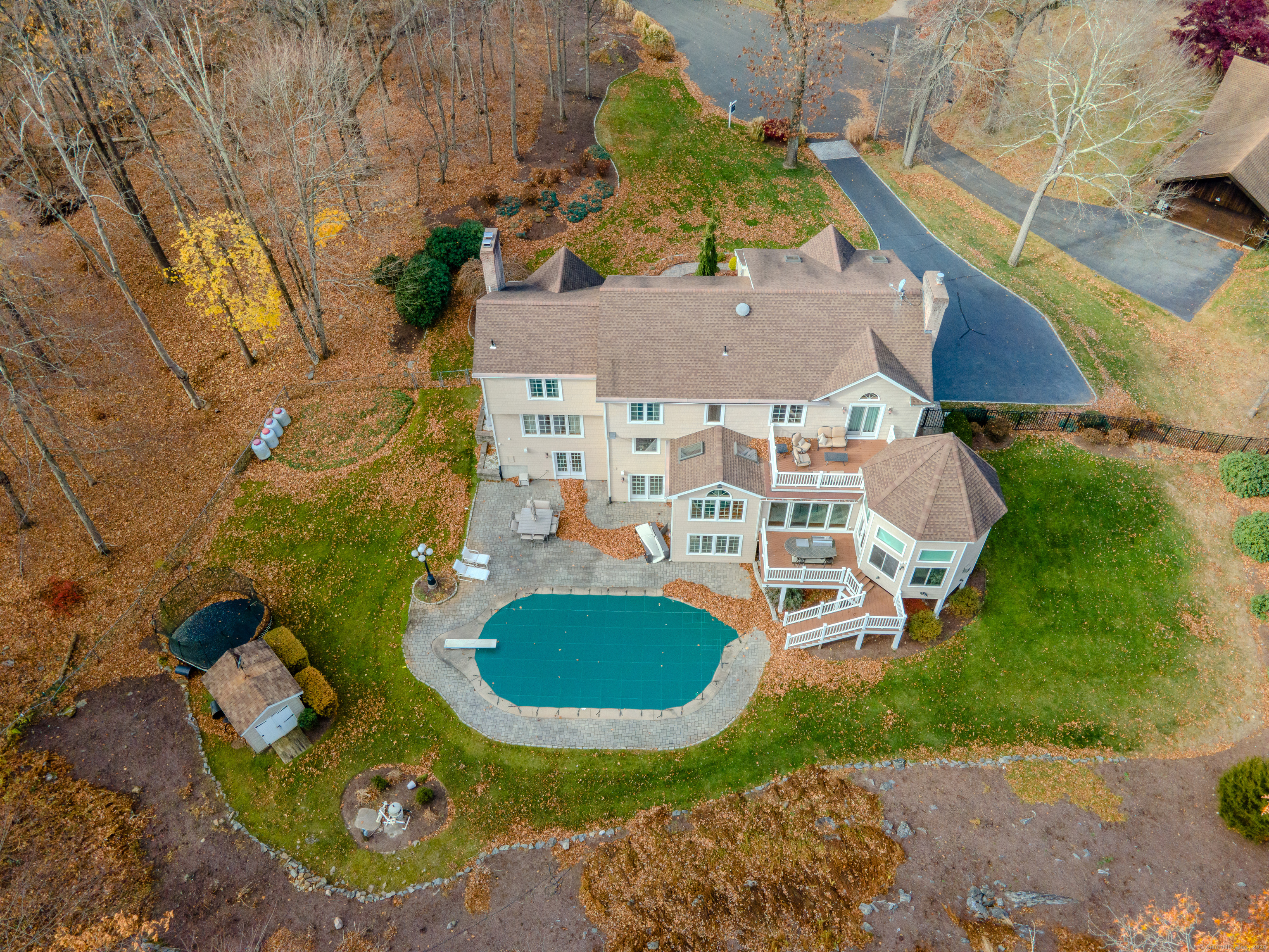 723 Laurie Lane Orange, CT 06477 - Photo 38 of 39 an aerial view of a house with swimming pool