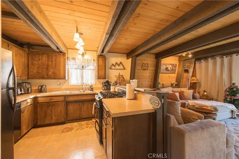a large kitchen with lots of counter top space