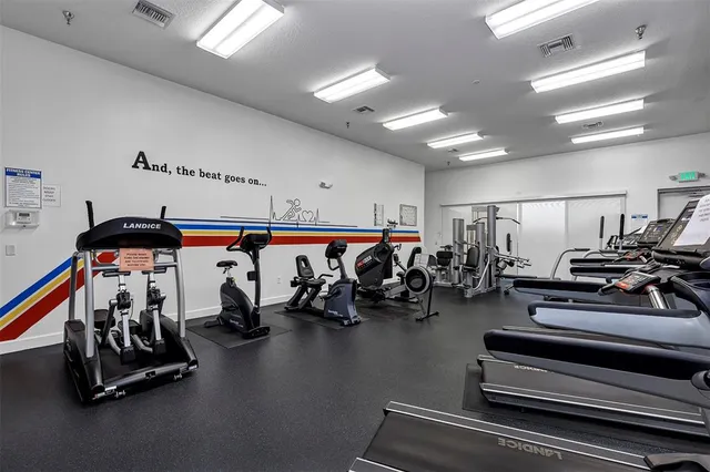 a view of a room with gym equipment