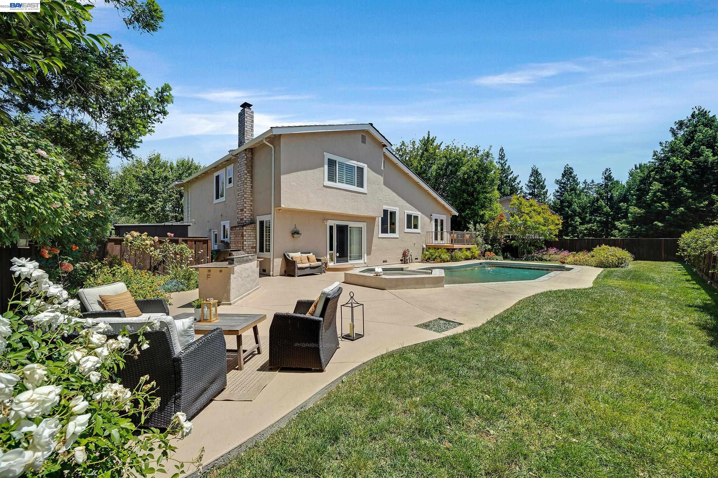 17 Suva Court San Ramon, CA 94582 - Photo 30 of 47 a aerial view of a house with swimming pool and porch