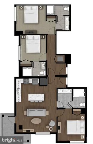 a picture of a bench in front of a building