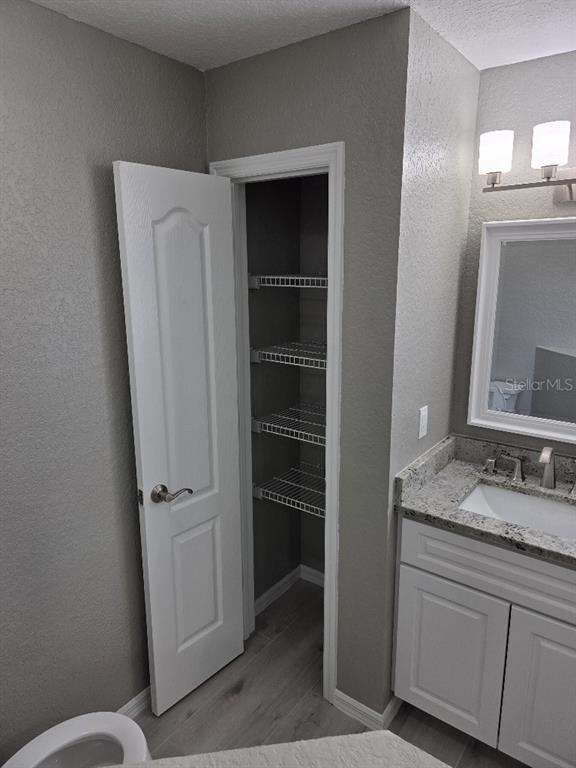 Undisclosed Address Spring Hill, FL 34609 - Photo 24 of 50 a bathroom with a granite countertop sink and a mirror