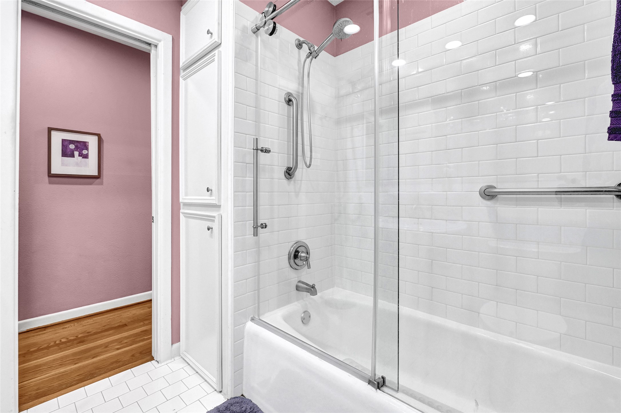4831 Knickerbocker Street Houston, TX 77035 - Photo 46 of 50 Second view of the shower area highlighting the fixtures and grab bar