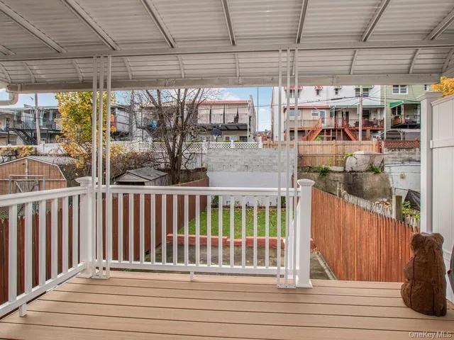 a view of a porch with a door