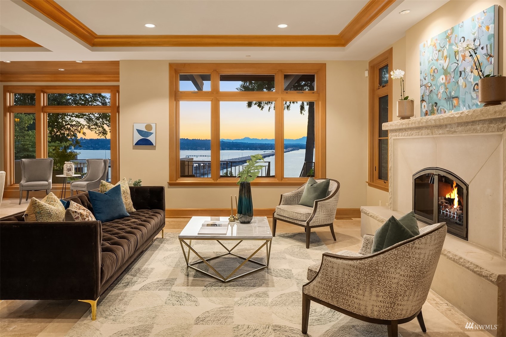 3235 Evergreen Point Road Medina, WA 98039 - Photo 4 of 39 a living room with furniture fireplace and window