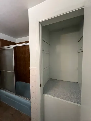 a bathroom with a bathtub