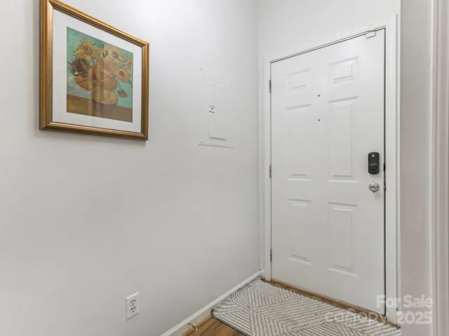 a view of a hallway with closet